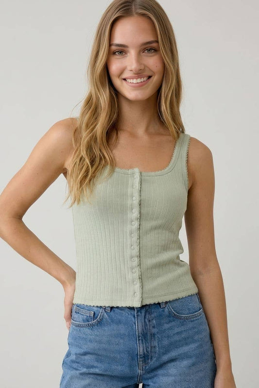 Contrast Stitching Tank Top