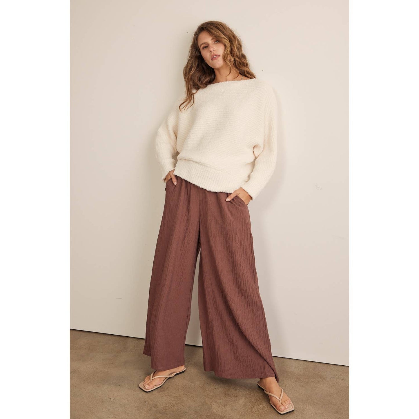 Wonka Chocolate Textured Wide Leg Pants