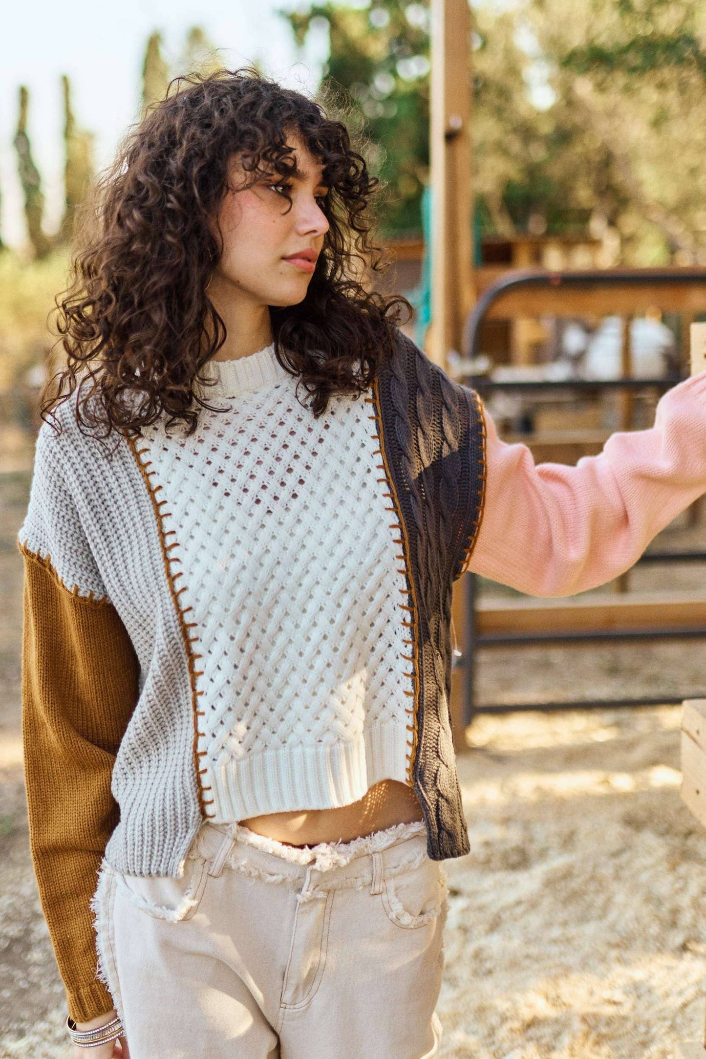 Georgia Peaches Color Block Sweater