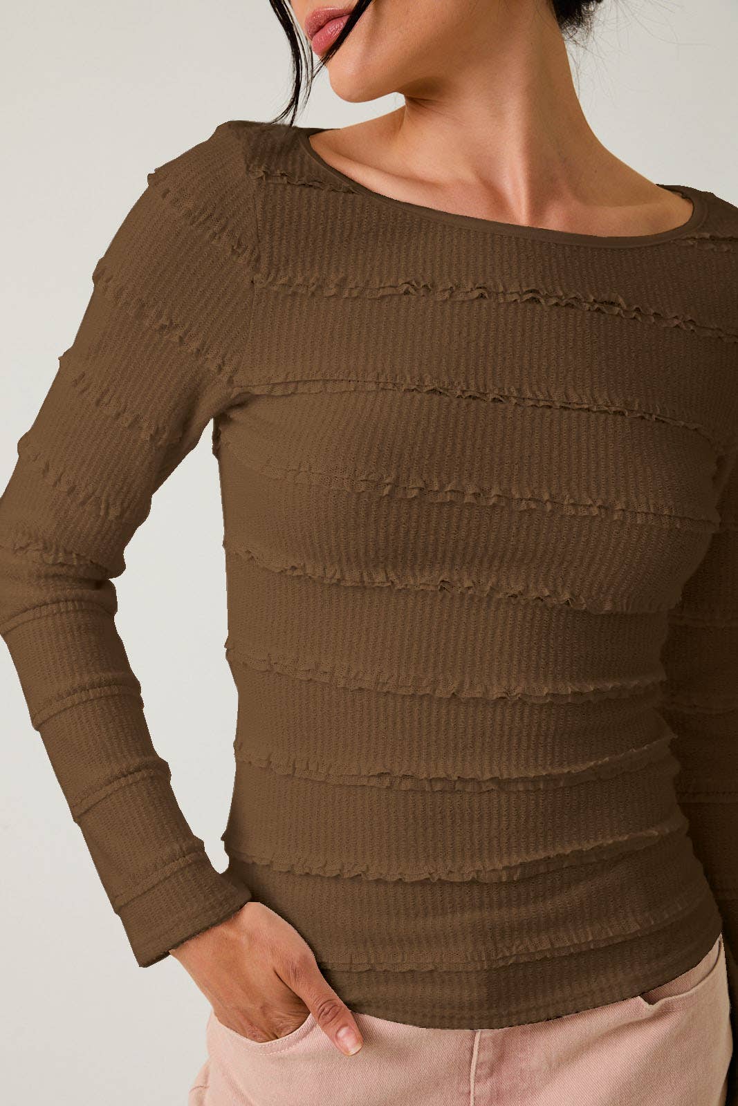 Long Sleeve Brushed Lace Top