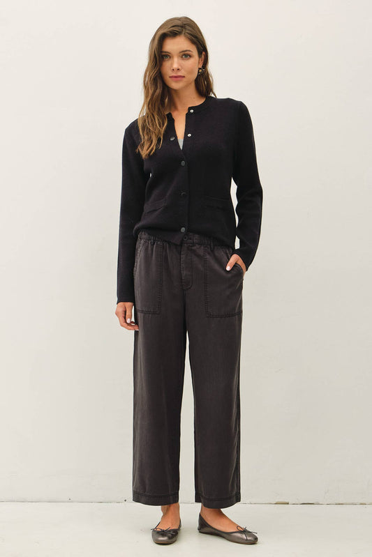 Wide Leg Vintage Black Tencel Pant