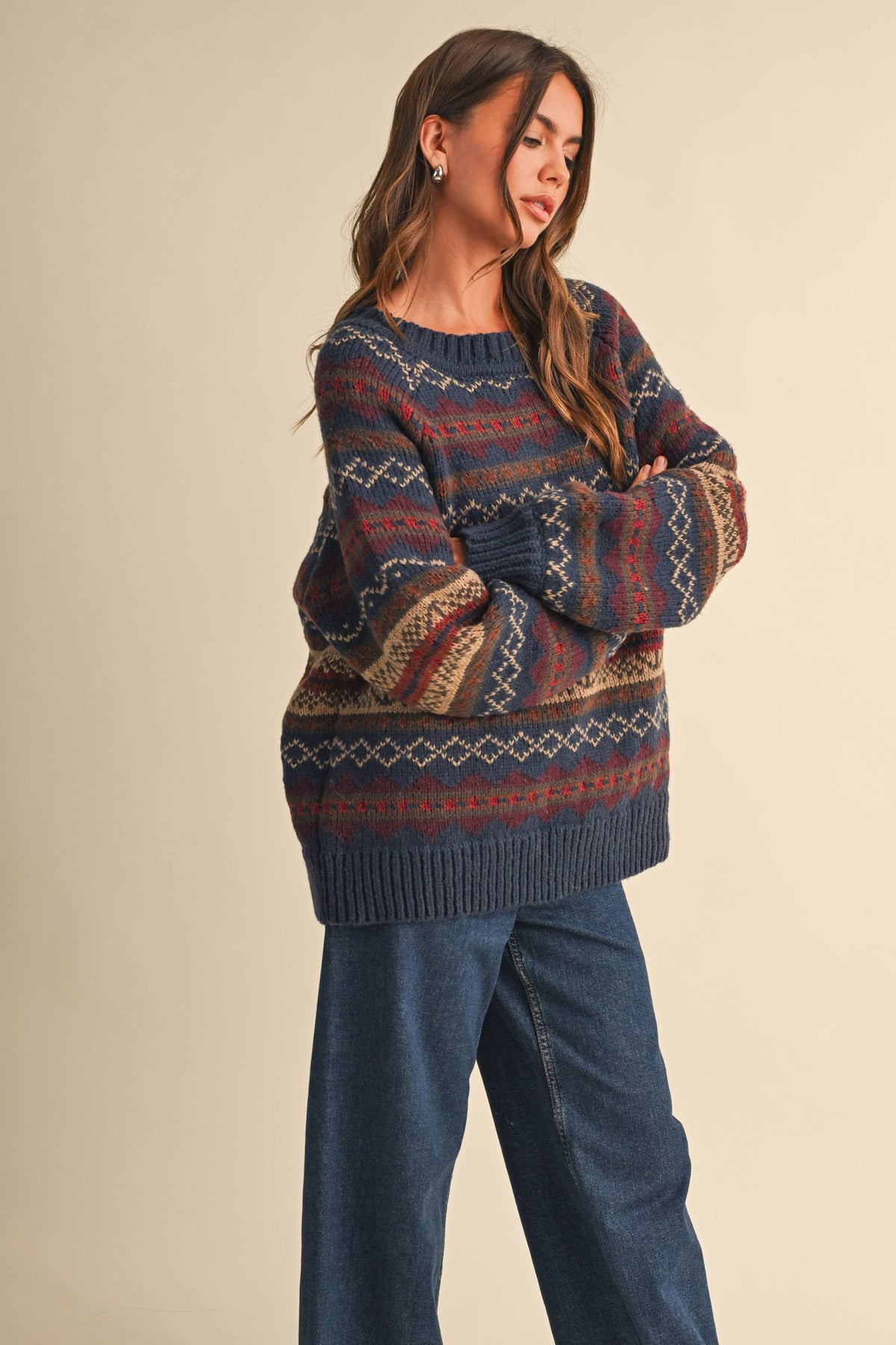 Fair Isle Thick Knit Sweater