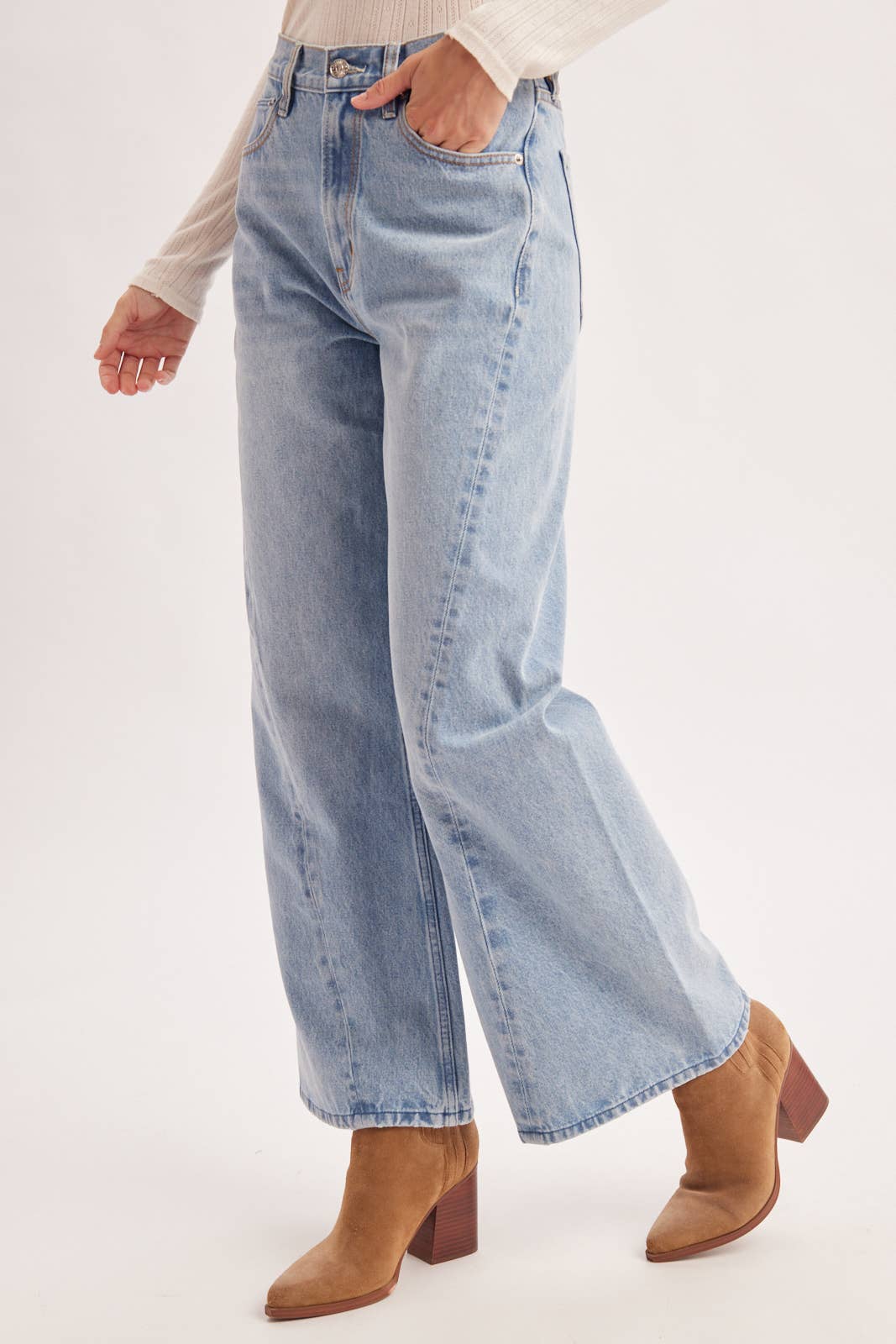 Seam-Front Wide-Leg Trouser Denim