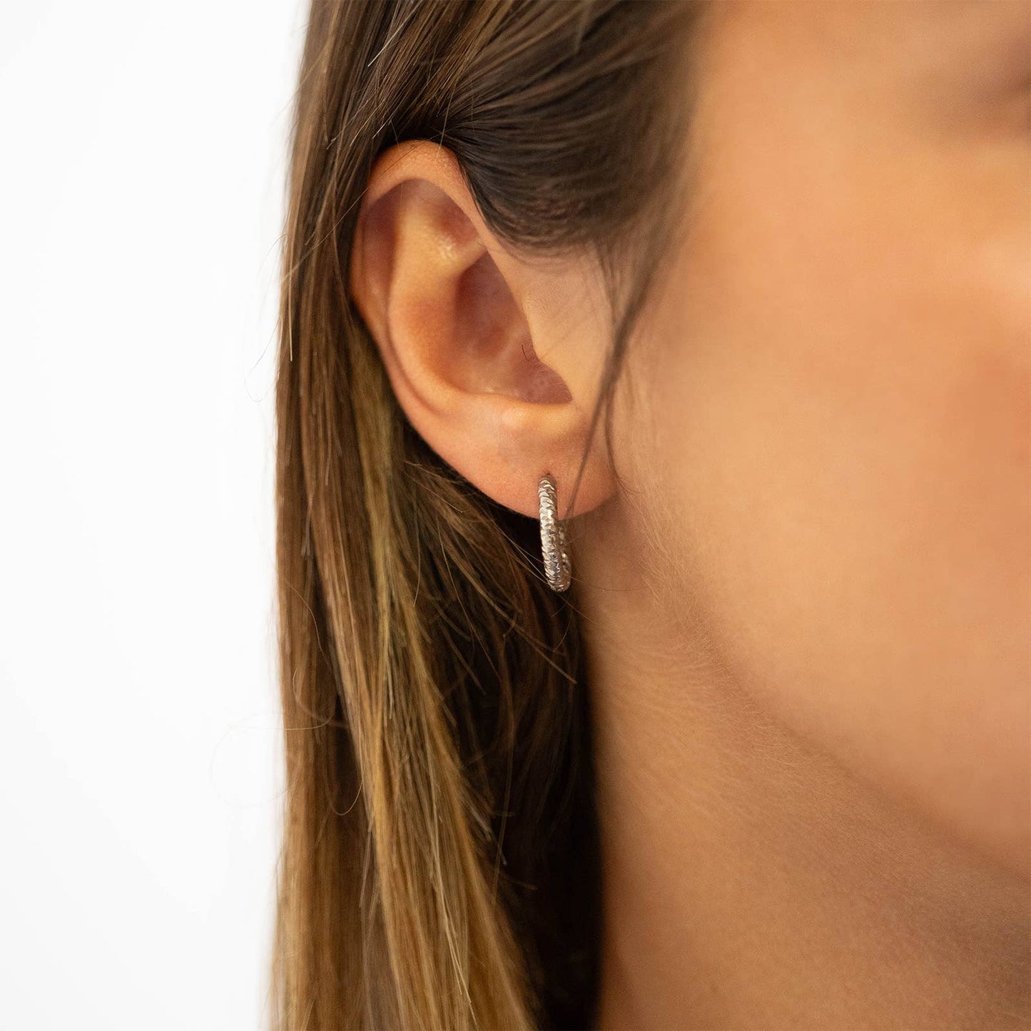 Textured Huggie Hoop Earrings