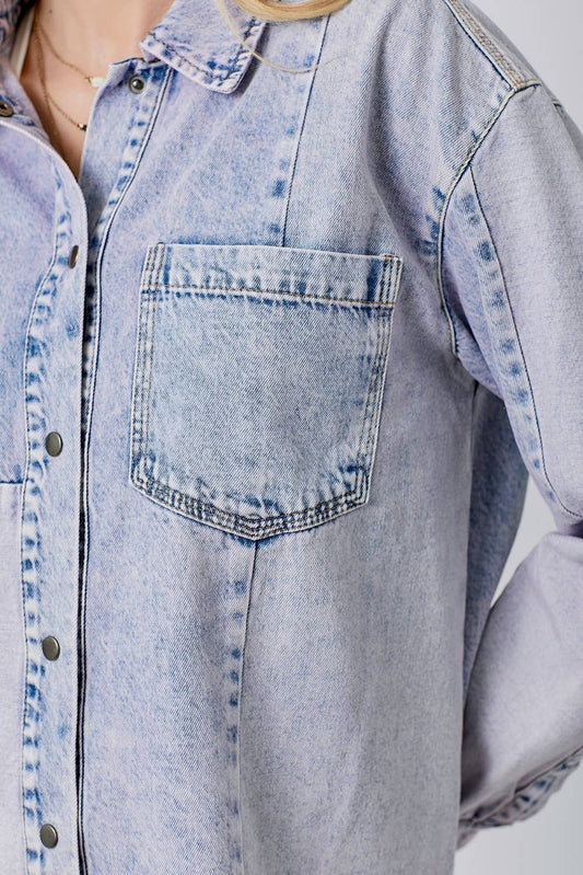 Color Block Denim Shacket