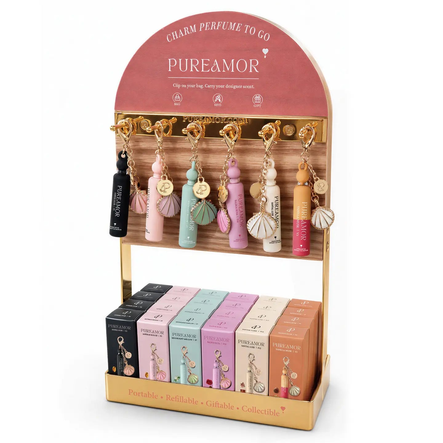 Mini Keychain Perfume Wood Metal Hanging