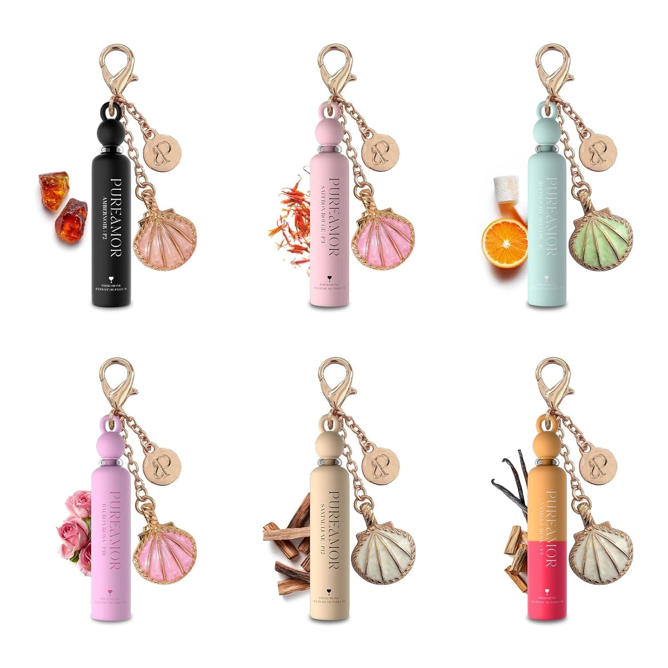 Mini Keychain Perfume Wood Metal Hanging