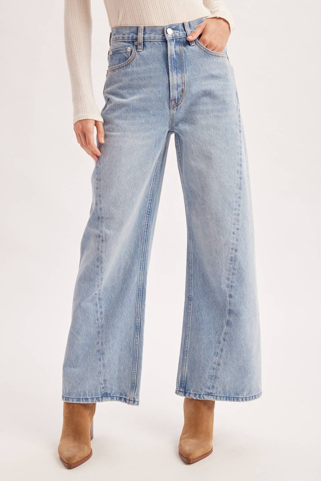 Seam-Front Wide-Leg Trouser Denim