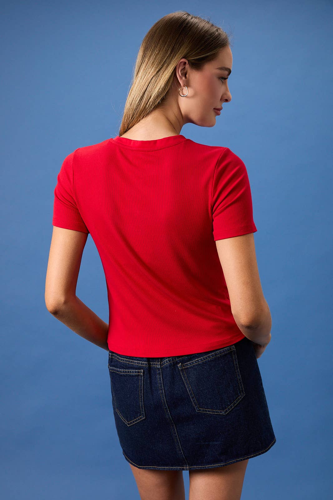 Embroidered Ribbed USA Cocktail Tee