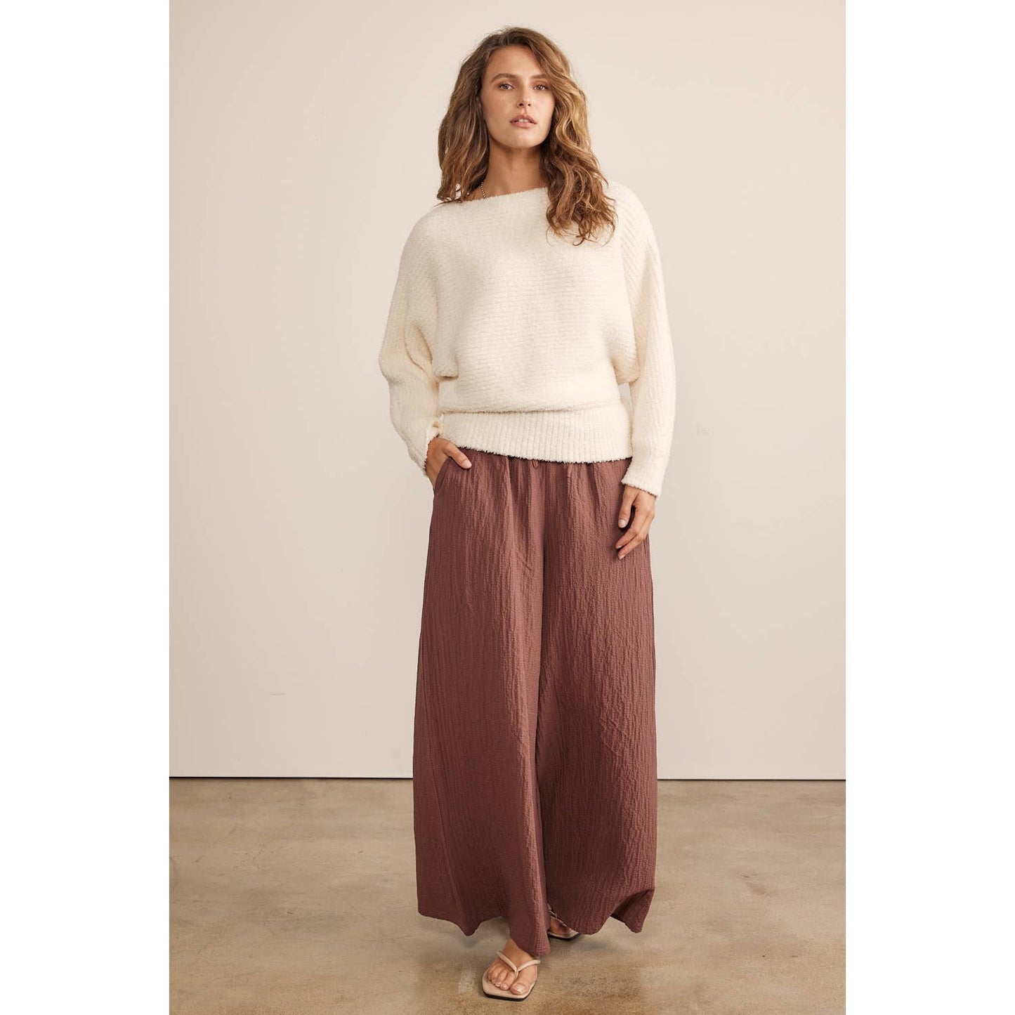 Wonka Chocolate Textured Wide Leg Pants