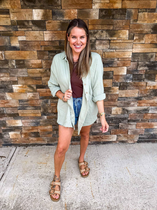 Be Gauze Button Up