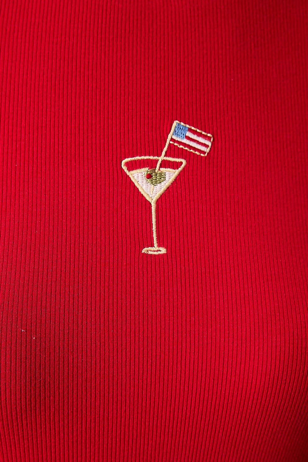 Embroidered Ribbed USA Cocktail Tee