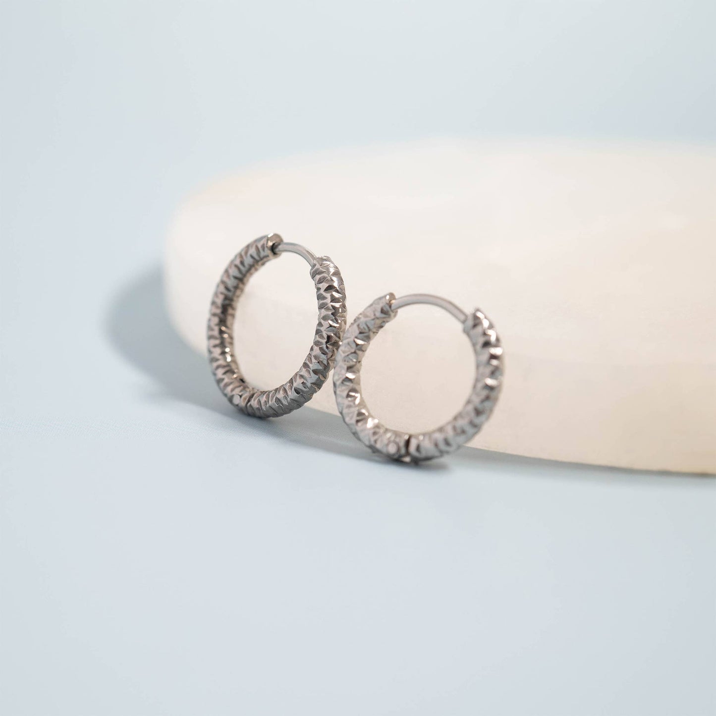 Textured Huggie Hoop Earrings