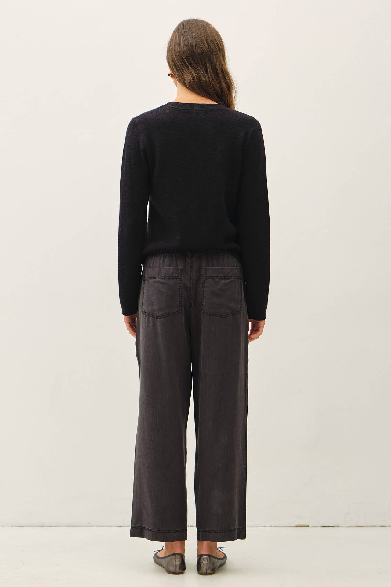 Wide Leg Vintage Black Tencel Pant
