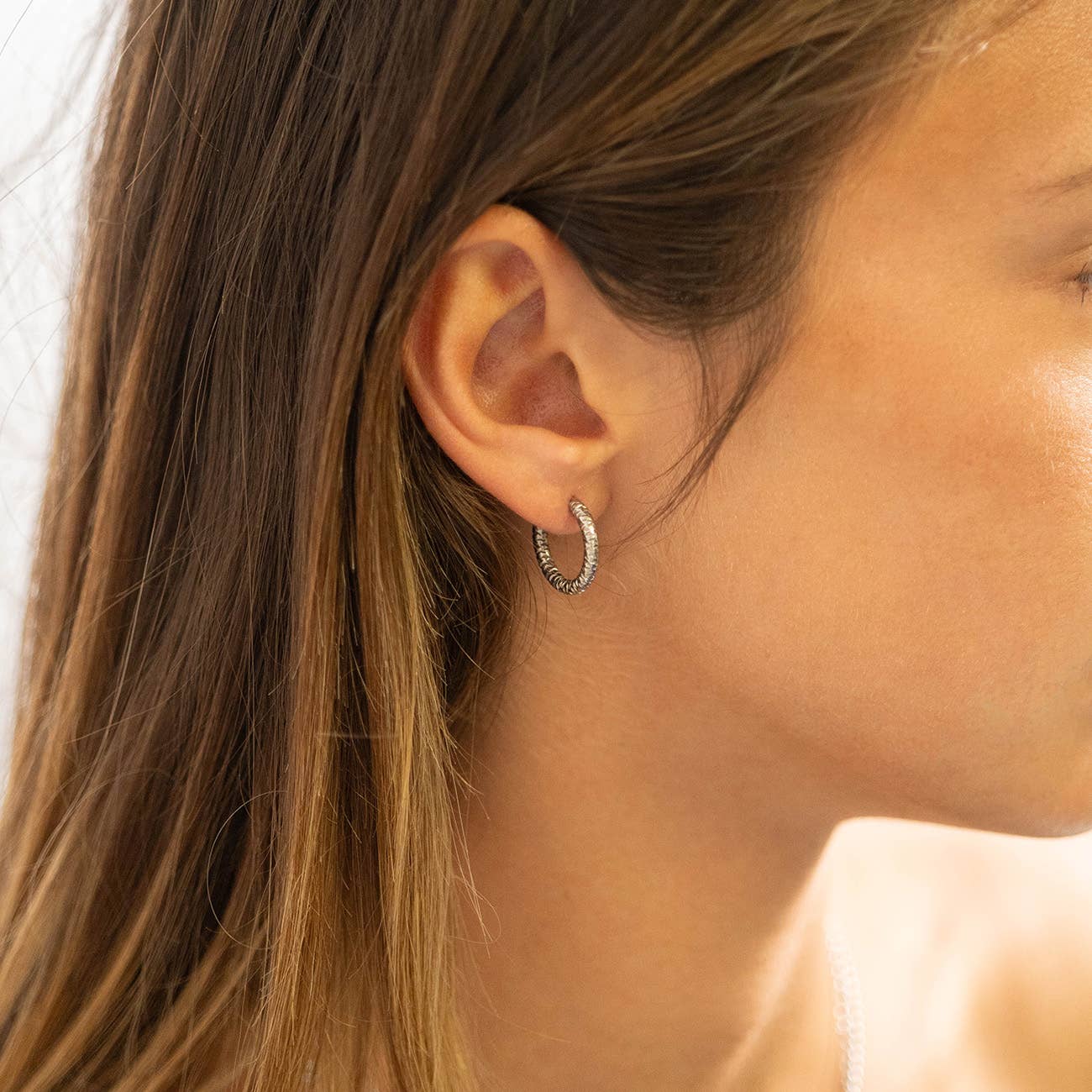 Textured Huggie Hoop Earrings