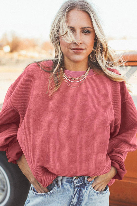 Ribbed Corded Oversized Sweatshirt