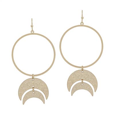 Open Circle with Double Geometric Drop 2" Earring