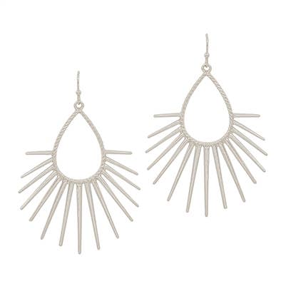 Matte Silver Spiked Teardrop 2" Earring